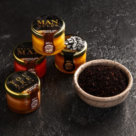 Gift set "February 23": Cream-Majest 5 pcs. x 30 g, black tea 50 g.-2