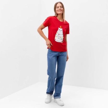 Women's T -shirt "Cat", red color, size 54-1