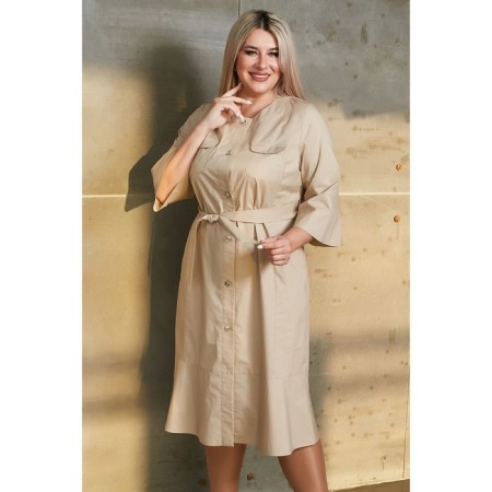 Female dress, size 56, beige color-3