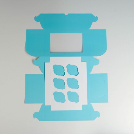 Box for 6 cupcakes with a window, blue, 25 x 17 x 10 cm-2