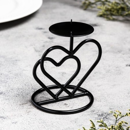 Bener "Valentine 3" Metal per 1 candle, 10x10.7 cm, black-1