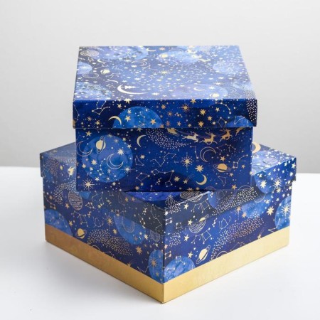 A set of gift boxes 5 in 1 “Cosmos”, 14 x 14 x 8 - 22 x 22 x 12 cm, New Year-4