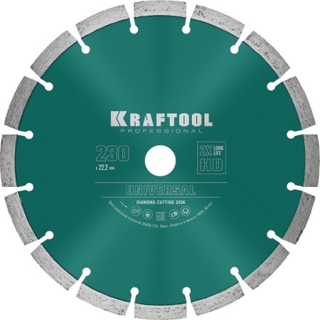 Diamond disk Kraftool 36680-230, 10 x 2.8 mm, d = 22.2 mm, 230 mm