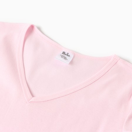 Women's T-shirt V-shaped neckline, light pink color, size 54-1