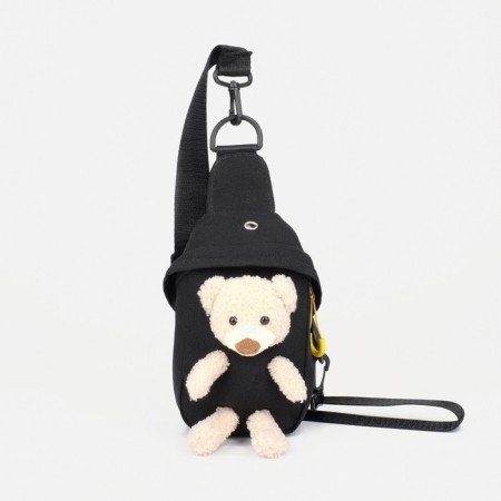 Bag over the shoulder, baby with a toy, black color, 12x7x20 cm-1