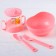 A set of children's dishes, 4 items: bowl, spoon, fork, chip with solid nose 200 ml, MIX color