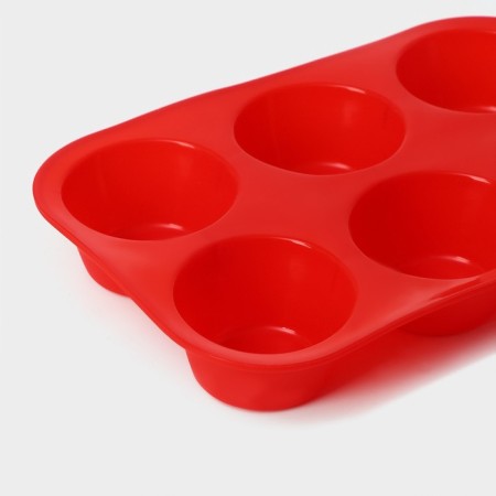 The form for baking is the “figure. Circle ”, silicone, 21.5 × 14.5 cm, 6 cells (5.7 × 5.7 × 3 cm), color mix-3