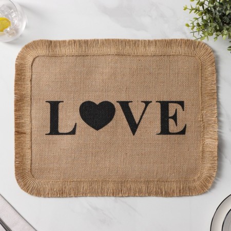 Serving napkin on the table "Love", 40 × 30 cm, beige color-1