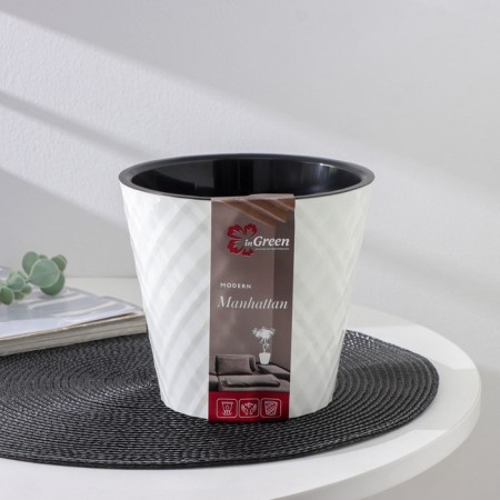 Kashpo with a drainage insert "Manhattan", 1.6 l, d = 16 cm, snow -white color-5