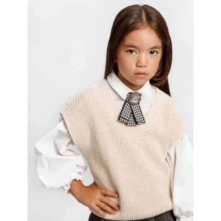 Vest for girl Knit, height 128 cm, milk color-3