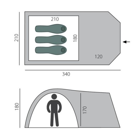 BTRACE ELEMENT 3 tent, two-layer, 3-seater, green color-3