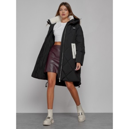 Coat insulated winter female, size 42, black color-10