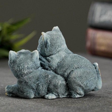 Figure "Cat Friendship" gray-blue 6x8x5cm-2