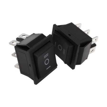 Klavim Switch 250V 15A (6C) (ON) -Off- (ON) Black with a neutral b/fix (RWB-508, SC-767)