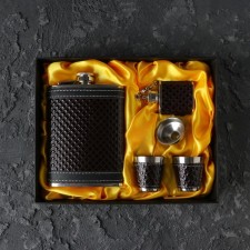 Gift set 5 in 1: Flood 240 ml, flask on a keyboard of 30 ml, funnel, 2 glasses, purple, 18 x 2