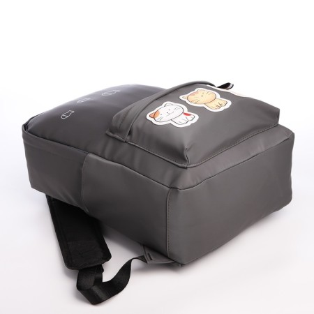 Young backpack from textiles on lightning, waterproof, 4 pockets, color gray color-4
