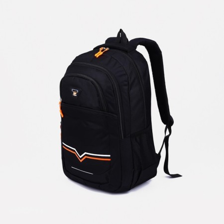A backpack with a zipper, 2 external pockets, black color-2