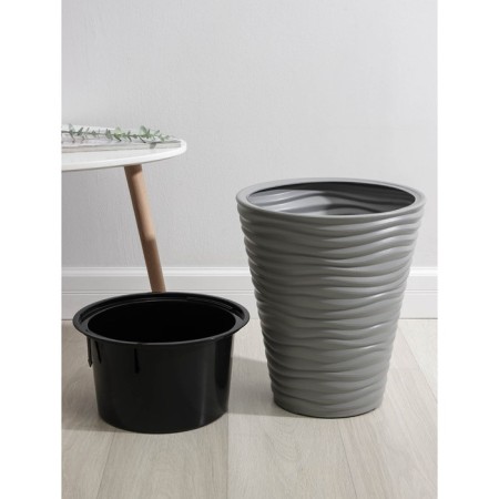 Kashpo for flowers with an insert "Dune", 19.5 l, color gray color-3