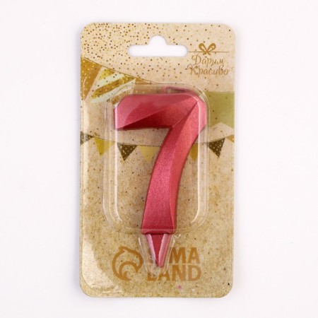 Candle in the Cake "Fine", number "7", red metallic, 6.5 cm-4
