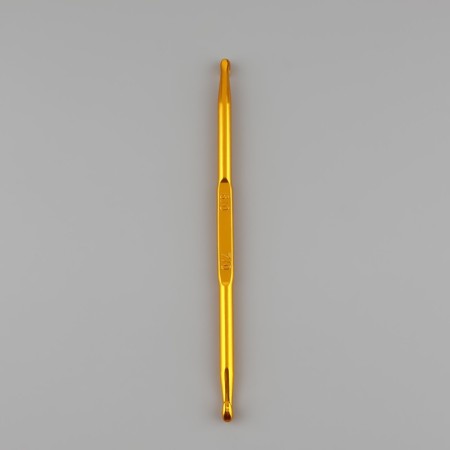 Knitting hook, bilateral, d = 6/7 mm, 13 cm, gold color-1