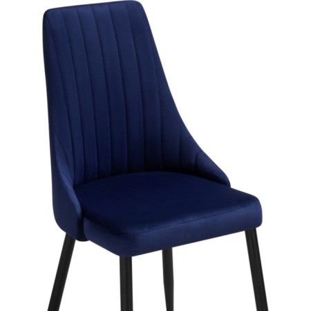Chair on a metal frame Metal/velor, black/blue 49x60x95 cm-4