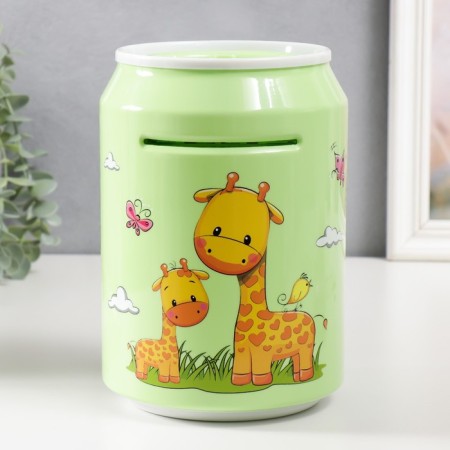 Pig a piggy bank Plastic "Bank. Giraffes" Coded Castle, sound AA Green 15x21 cm