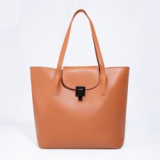 Bag Women's Tout with zipper, brown color