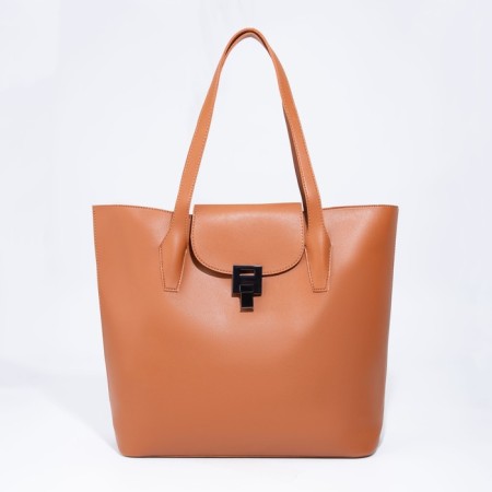 Bag Women's Tout with zipper, brown color