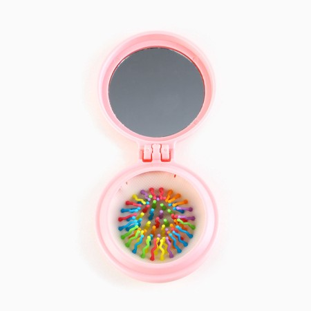 The comb is massage, folding, with a mirror, 6 × 6 x 3 cm, color pink mix-6