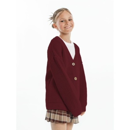 Кардиган для девочки Amarobaby Knit, рост 134 см, цвет бордовый-8
