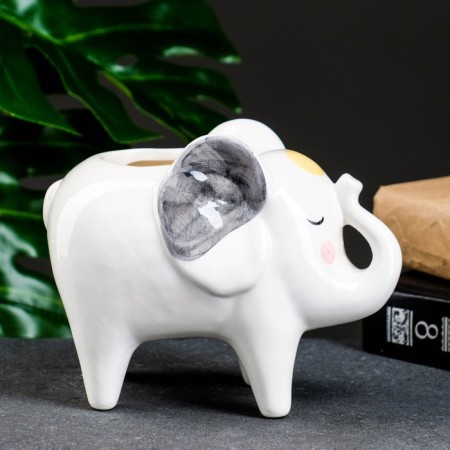 Kashpo "Elephant Plato" Bely, 16x9x13cm-2
