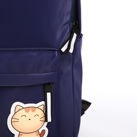 Youth backpack from textiles with a zipper, waterproof, 4 pockets, blue color-5