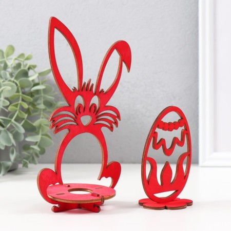 Easter decor "eggs" 6.5x4.7x9.3 cm; 9.3x6.5x17 cm (set of 5 parts) red-2