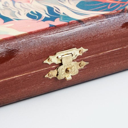 Backgammon "Dragon in the clouds", wooden board 40 x 40 cm, with a field for playing checkers-4