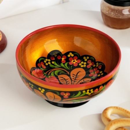 Salad bowl, medium, 14 × 7.5 cm, Khokhloma-5