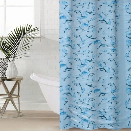 The bathroom curtain "dolphins", 180 × 180 cm, blue color