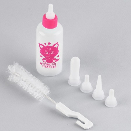 Set for feeding "fluffy happiness" for kittens, a bottle of 60 ml, brush, nipples-1
