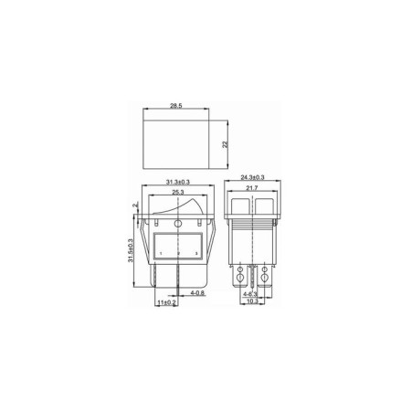 Double key switch, 250 V, 15 A, On-OFF, 6C, Red, with backlight-2