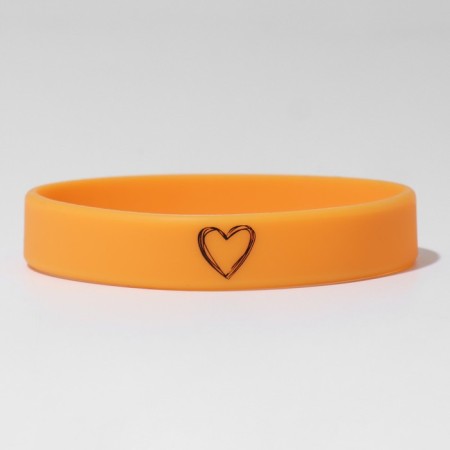 Silicone bracelet "Drawn Heart" female, orange color, 18 cm