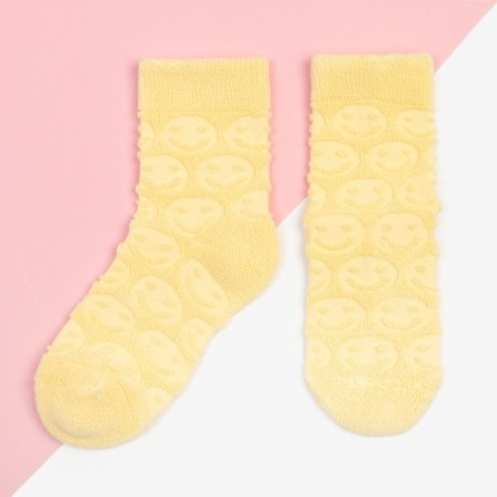 Socks for girls Terry Kaftan "Smiley", size 18-20 cm, color yellow color