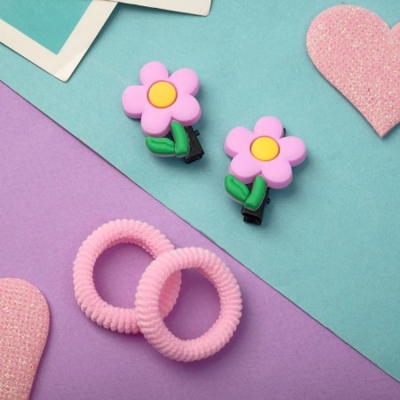 Hair set "Ariadne" (2 elastic bands, 2 clamps) Spring flower-1