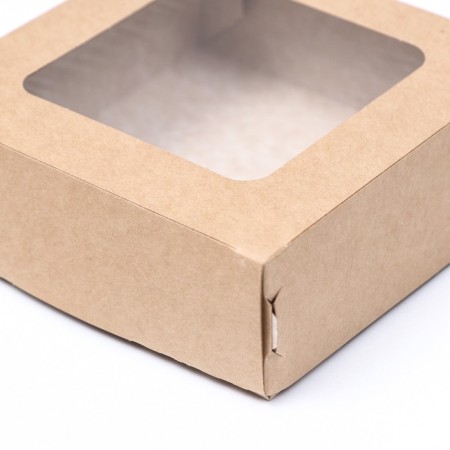 Folding box, with a window, craft, 11.5 × 11.5 × 4 cm-4