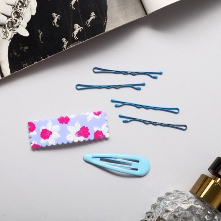 Invisible hair "Marlene" (set 10 pcs) 5 cm, blue-1