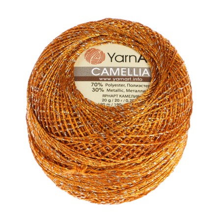 Yarn "Camelia" 70% polyester, 30% lurers 190m/20g (421 silver orange)-1