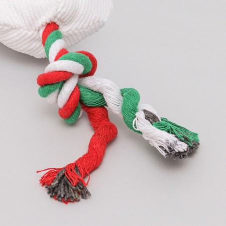 Soft toy for dogs "Snowman with a rope" with a squeak, 39 x 13 cm-4