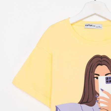 Футболка для девочки KAFTAN "Selfie", рост 164-170, цвет жёлтый-9