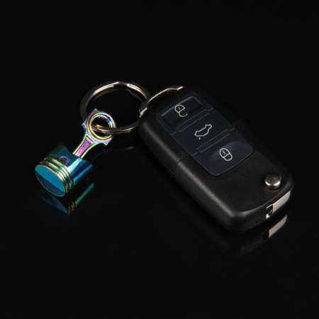 Cartage keychain, piston, metal, mother -of -pearl