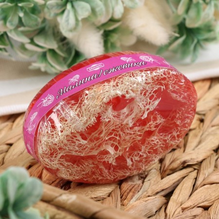 Massage soap with Luffa "Raspberry/Blackberry" 100 g "Dobroparov" Pink-3