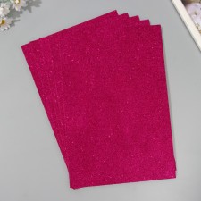 A set of glitter foamiran (5 sheets) 2 mm 20x30 cm, fuchsia