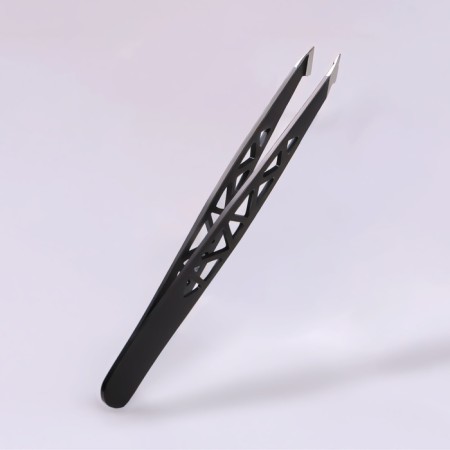 Pinzet "Geometry", beveled, pointed, 9.5 cm, black color